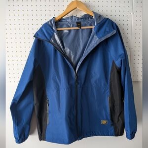 Blue and Black Hooded Slumberjack SJK Waterproof Overland Rain Jacket Size L/XL
